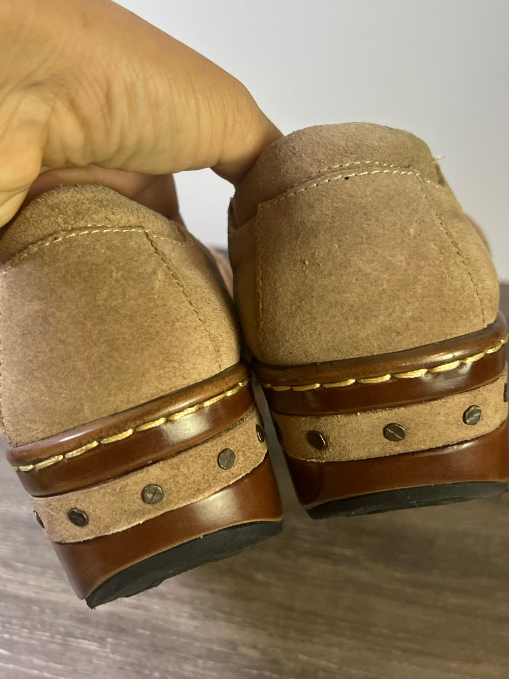 Born Beige Suede & Patterned Wool Clog Mules - Picture 5 of 9